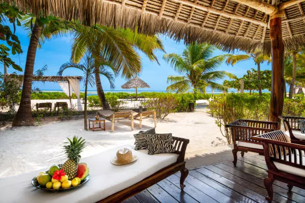 Resort view with beach during the Zanzibar beach holiday tour
